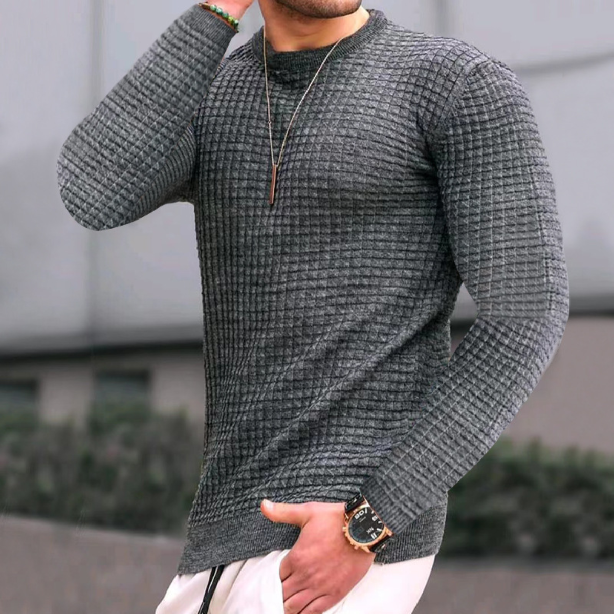 Carviani | Pullover mit Jacquard-Struktur